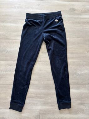 abercrombie kids Navy Velour Joggers with Moose Logo